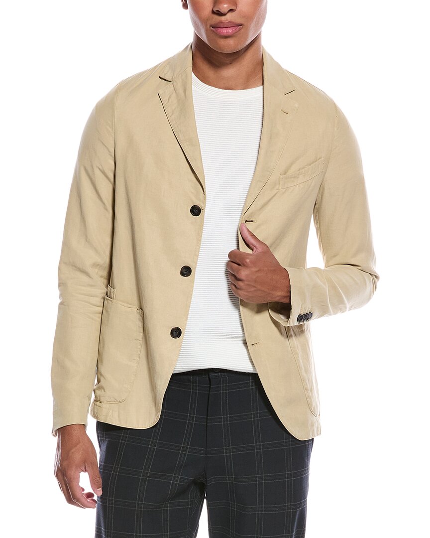 Officine Generale Linen-blend Jacket In Brown