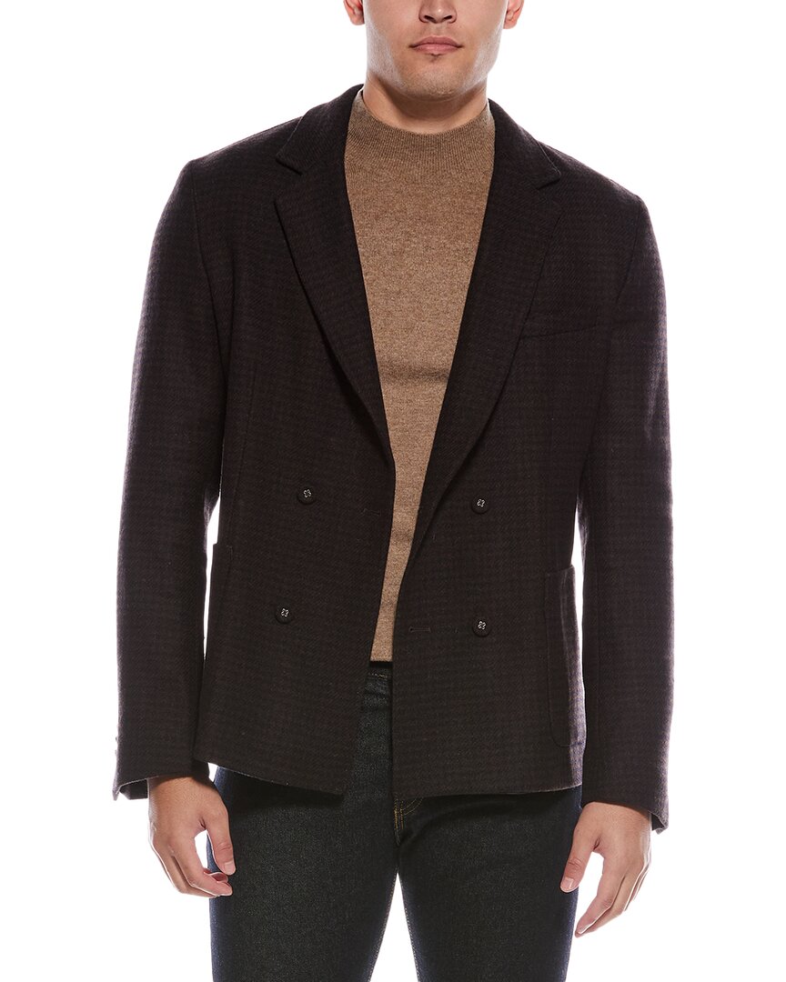 Officine Generale Leon Houndstooth Wool Blazer In Brown