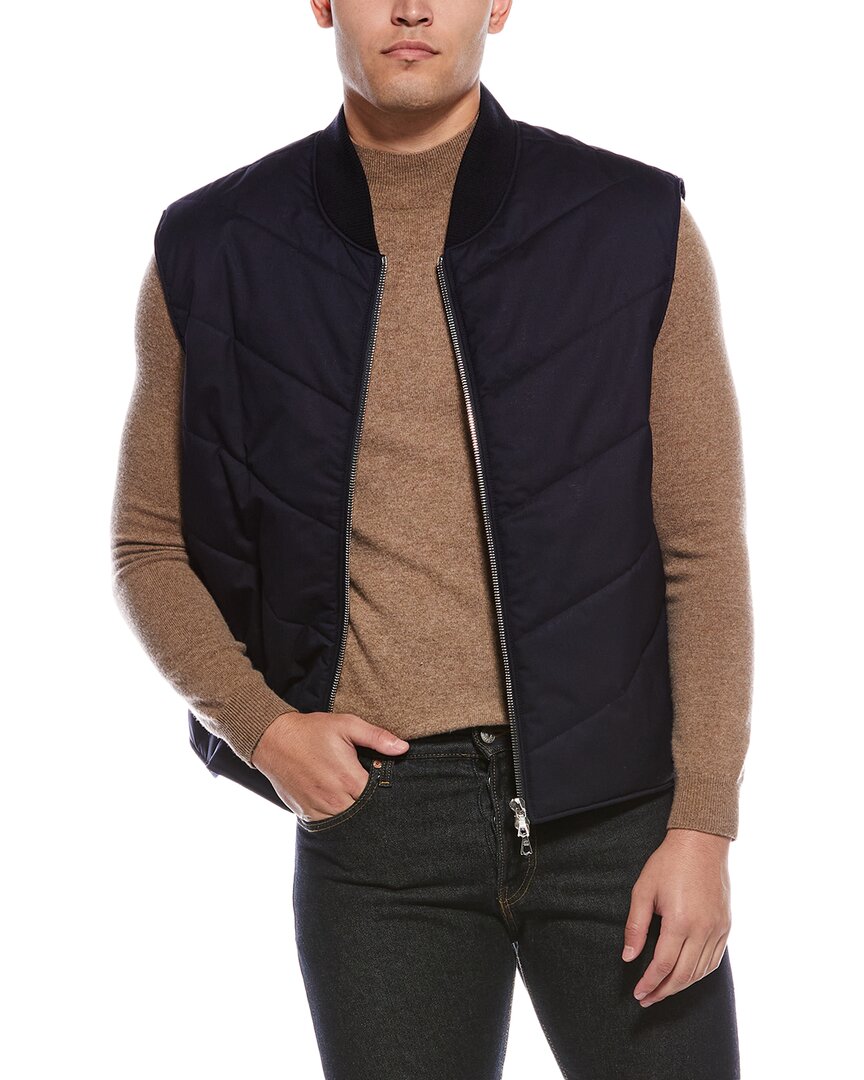Officine Generale Damien Wool-blend Vest In Blue