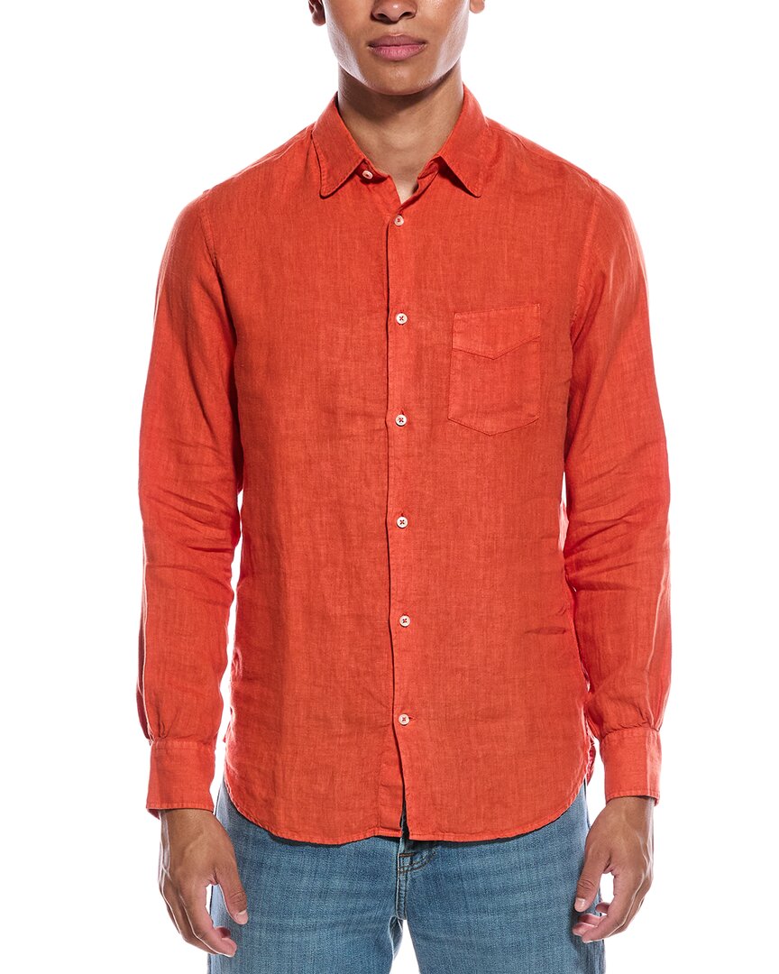 Officine Generale Benoit Linen Shirt In Orange