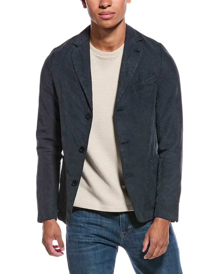 Officine Generale Linen-blend Jacket In Blue