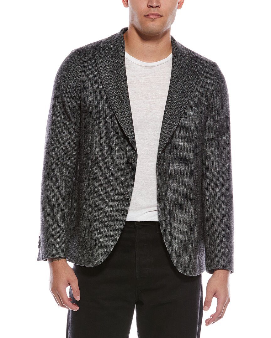 Officine Generale Arthus Herringbone Wool Blazer In Gray