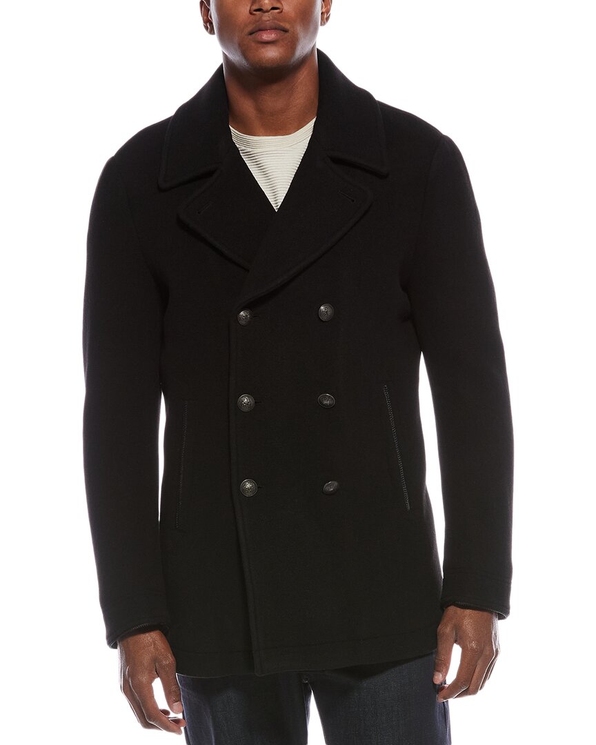 John Varvatos Carlos Wool-blend Peacoat In Black