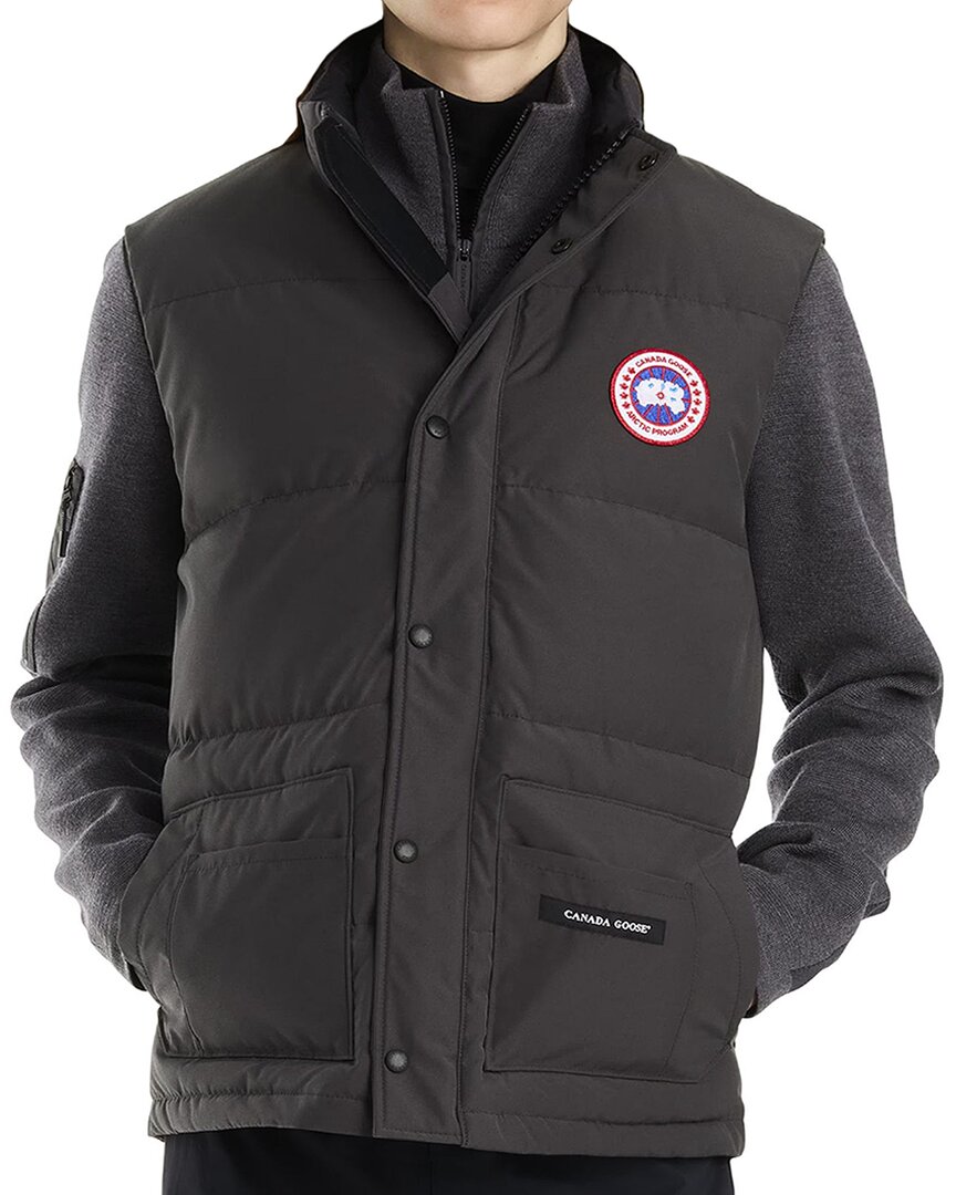 Canada Goose Charcoal Polyester Blend Freestyle Sleeveless Down Jacket In Black
