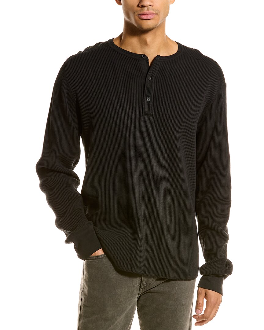 Rag & Bone Devon Waffle Henley In Black