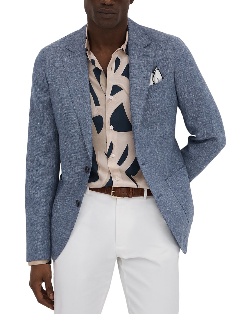 Reiss Ravenswood Slim Fit Single Breasted Wool Blend Blazer In Blue