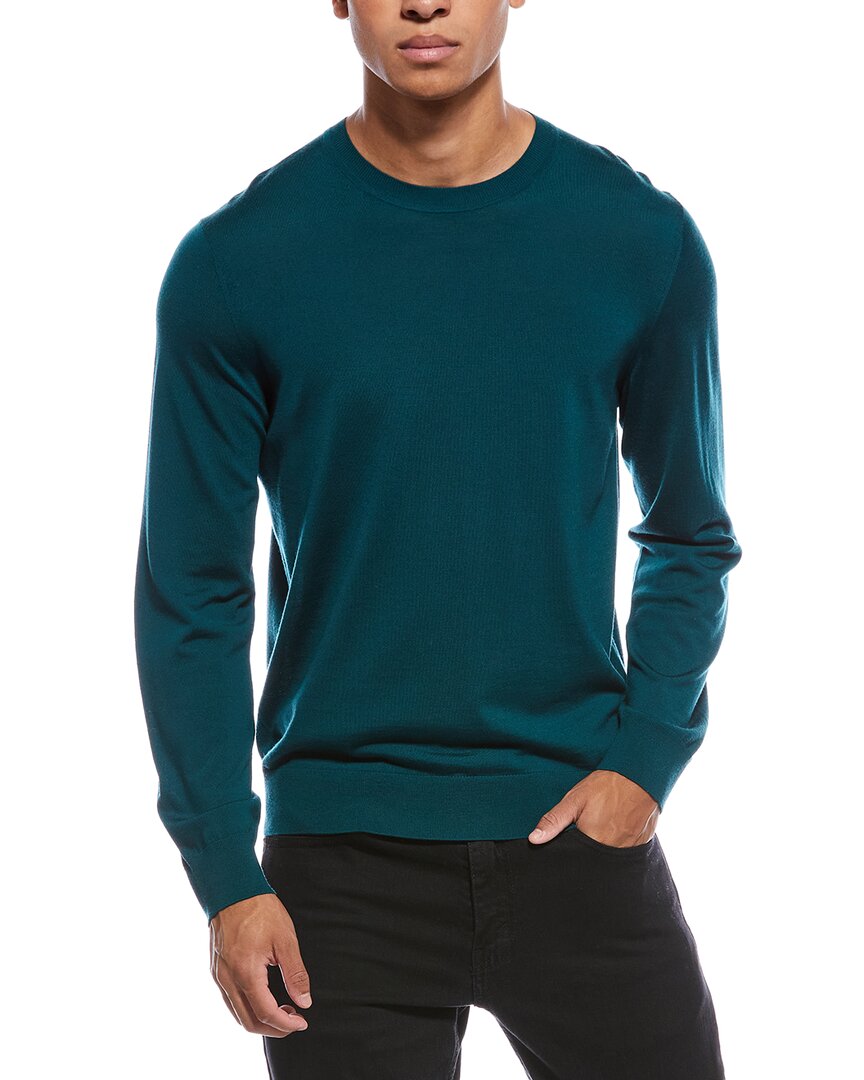Theory Regal Crewneck Wool Sweater In Blue