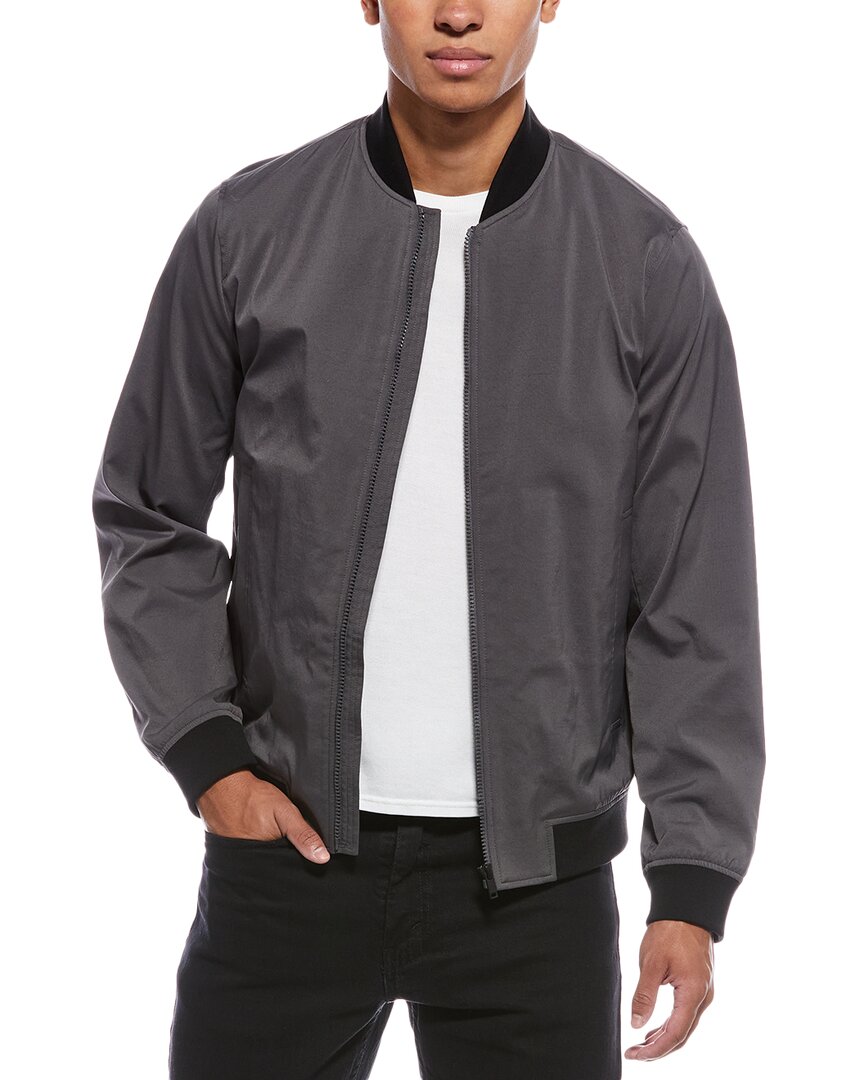 Theory Brenton Stretch Nylon Bomber Jacket In Gray