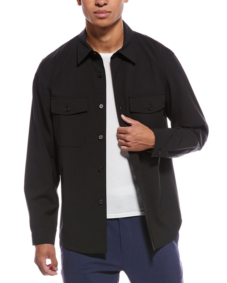 Theory Garvin Wool-blend Shirt Jacket In Brown