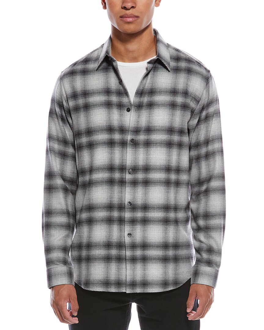 Theory Irving Plaid Cotton Flannel Button-up Shirt In Gray