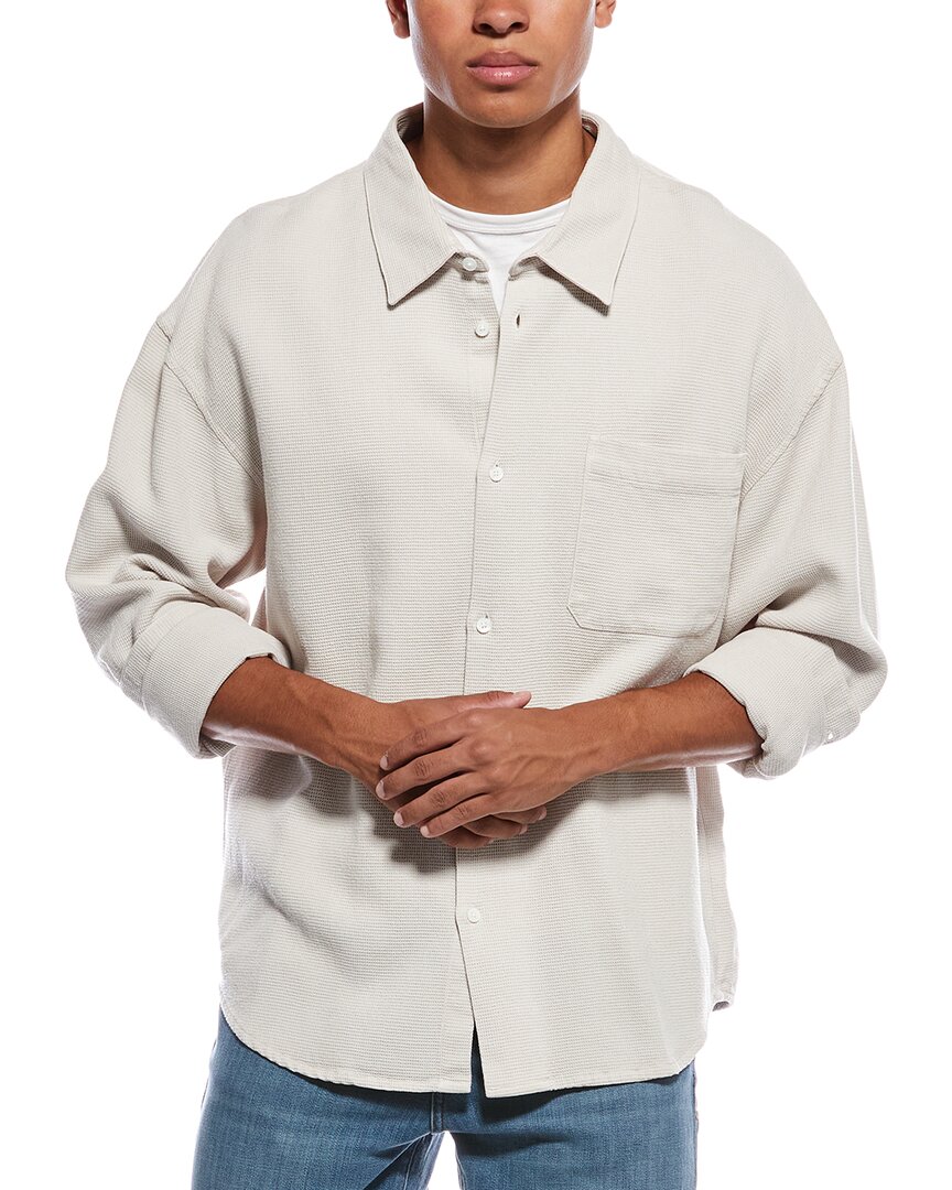 Frame Denim Waffle Textured Shirt In White