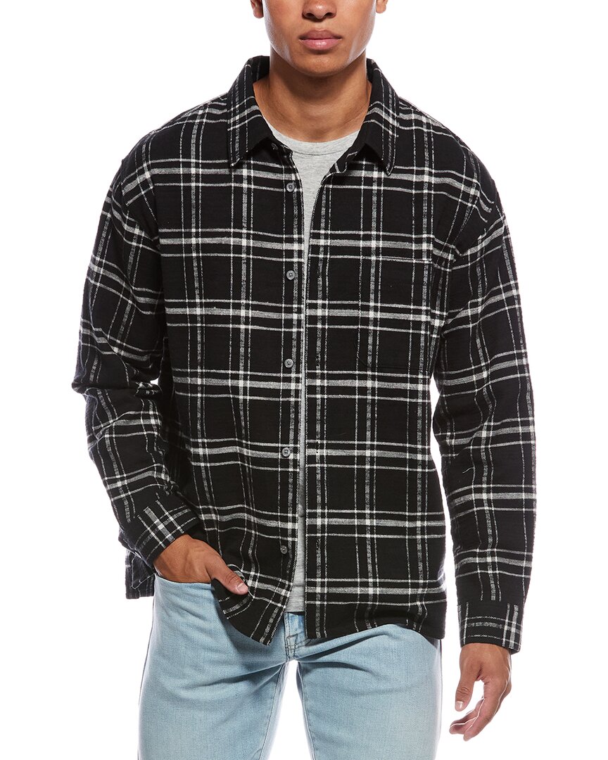 Frame Checked Cotton-flannel Overshirt In Black