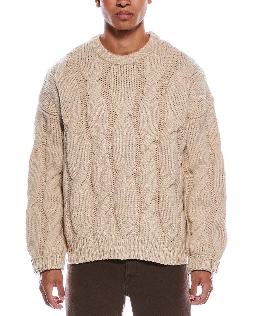 Frame Denim Chunky Cable Wool Crewneck Sweater In Neutral