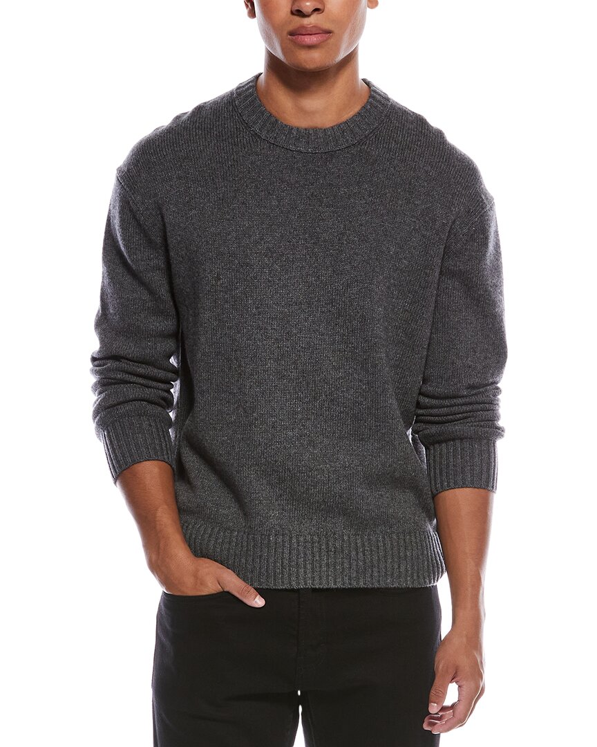 Frame Denim Textured Wool & Cashmere-blend Crewneck Sweater In Gray
