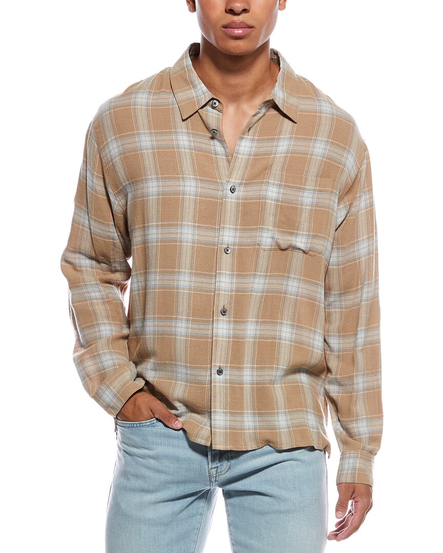 Frame Plaid Button-up Shirt In Nude
