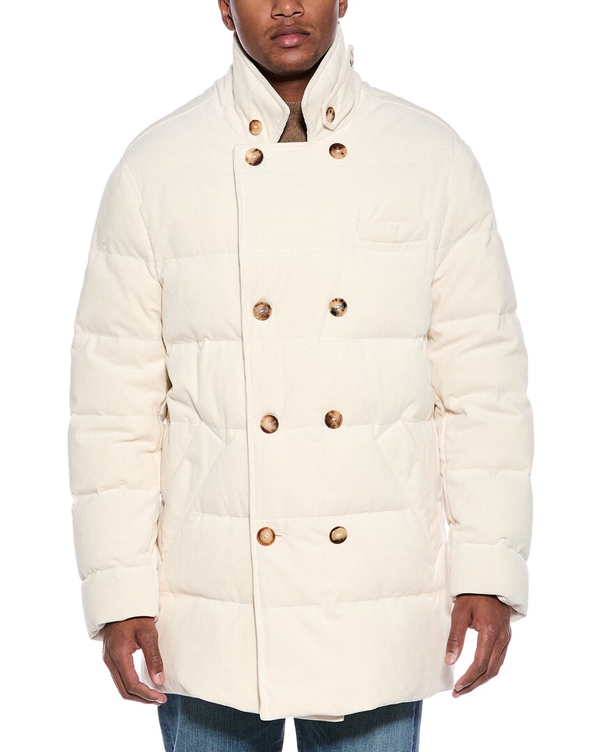 Brunello Cucinelli Corduroy Cashmere-blend Down Coat In Neutral