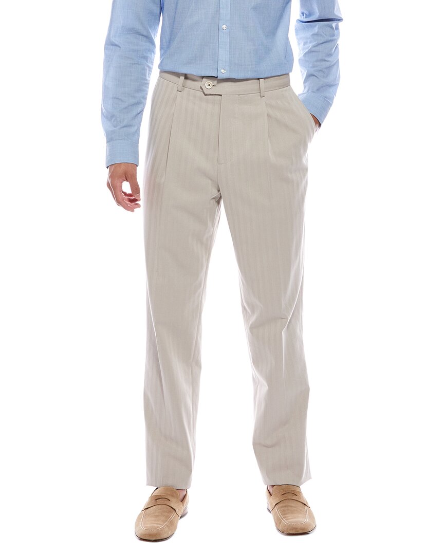 Brunello Cucinelli Leisure Fit Pleated Silk-blend Pant In Neutral