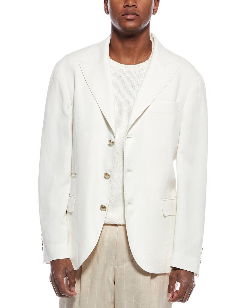 Brunello Cucinelli Single-breasted Linen Blazer In White