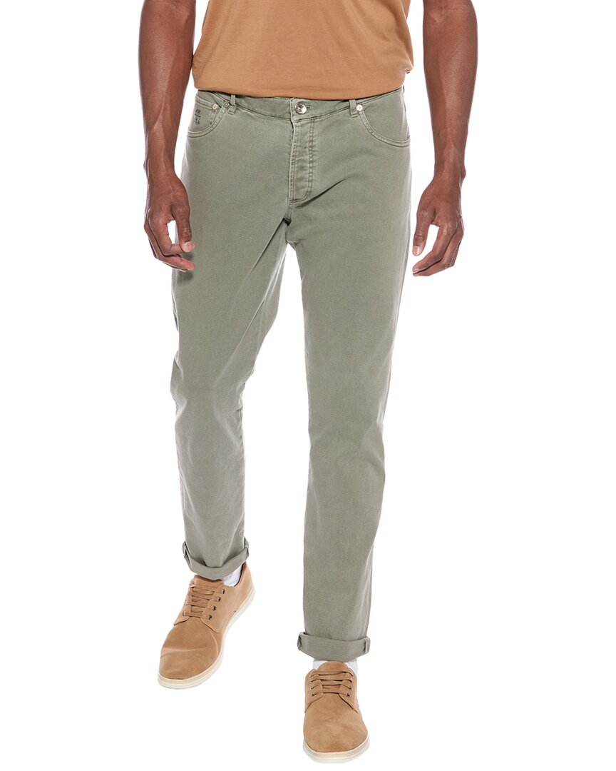 Brunello Cucinelli Straight-leg Cotton-gabardine Cargo Trousers In Gray