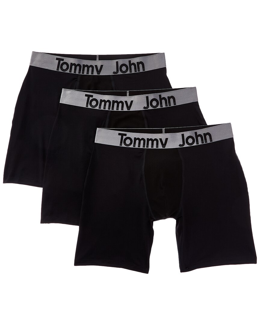 Tommy John Set Of 3 Essential 360 Sport Boxer Brief In Black