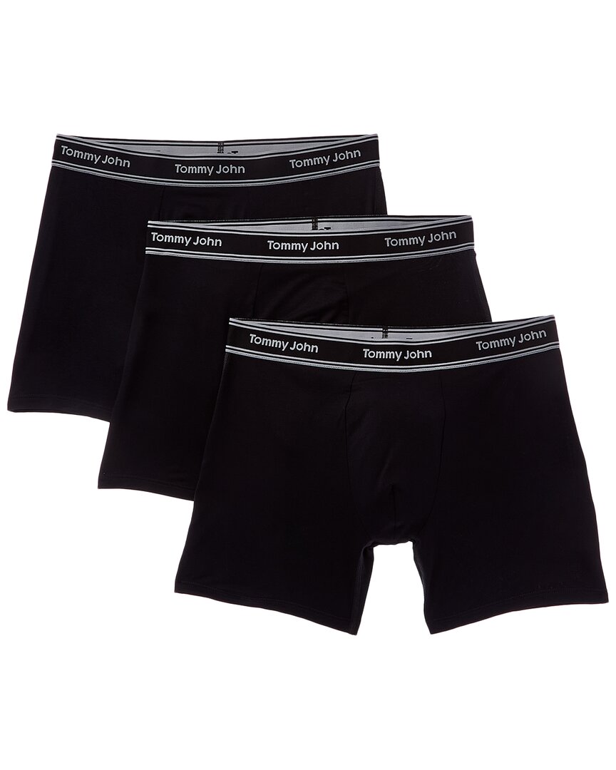 Tommy John Set Of 3 Essential Luxe Bamboo Boxer Brief In Black