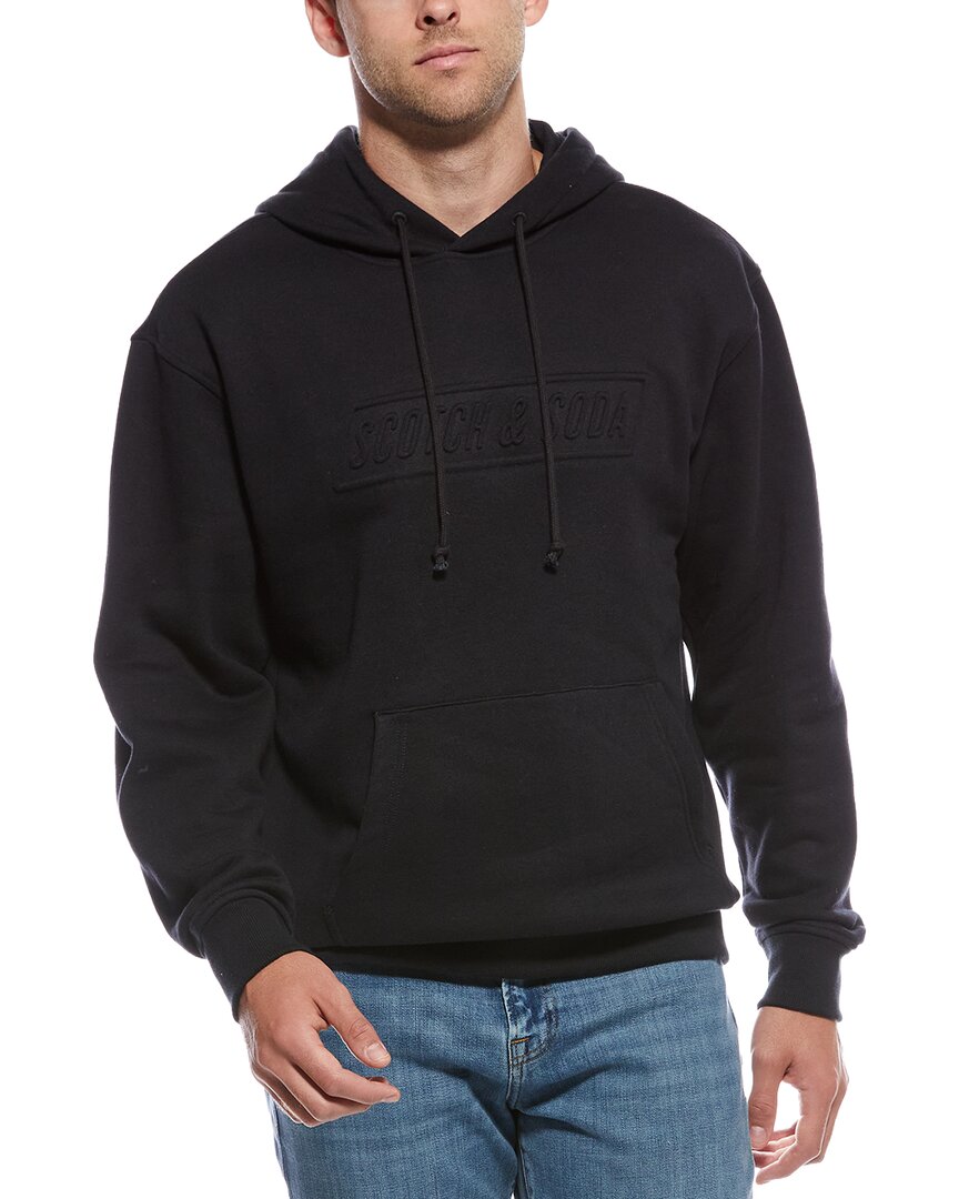 Scotch & Soda Fleece Graphic Hoodie In Black