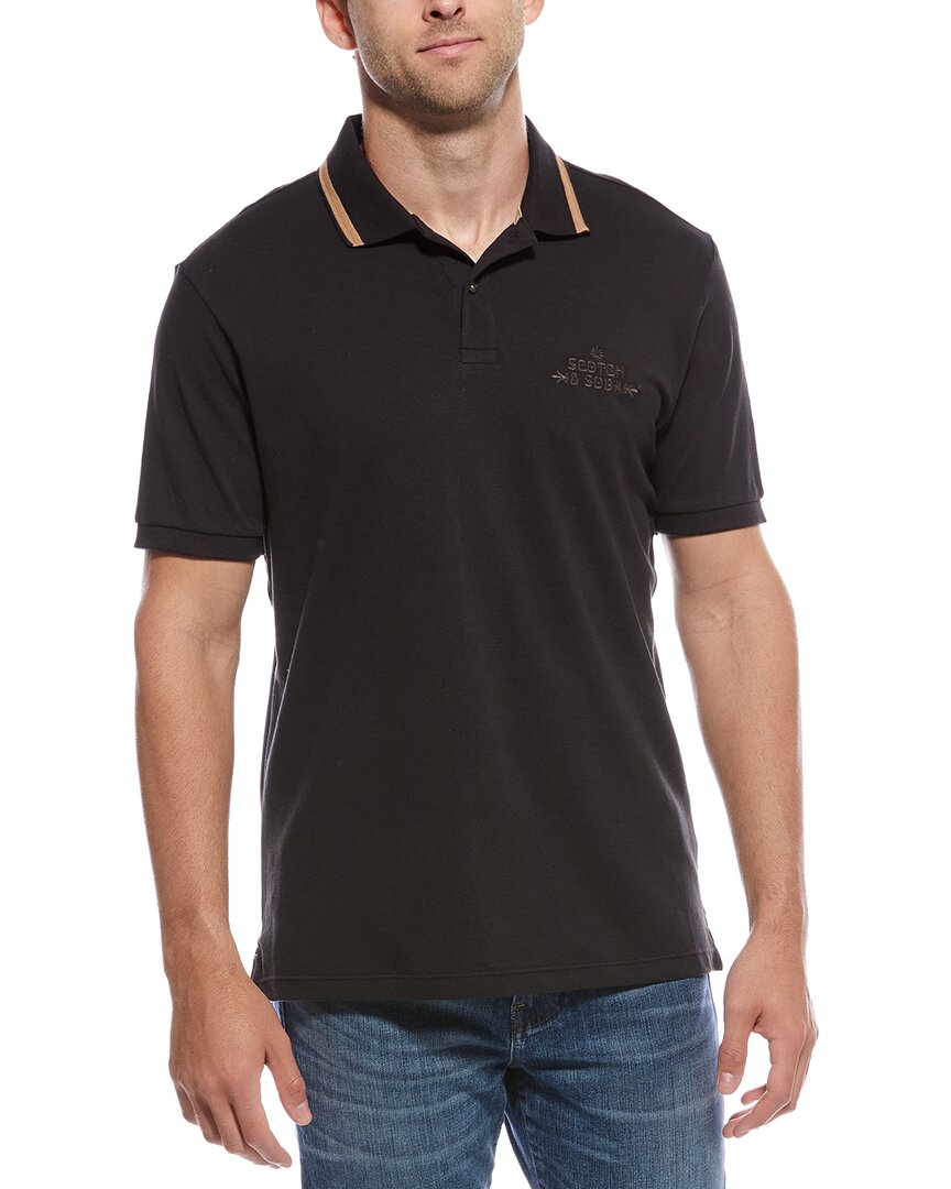 Scotch & Soda Pique Polo Shirt In Black