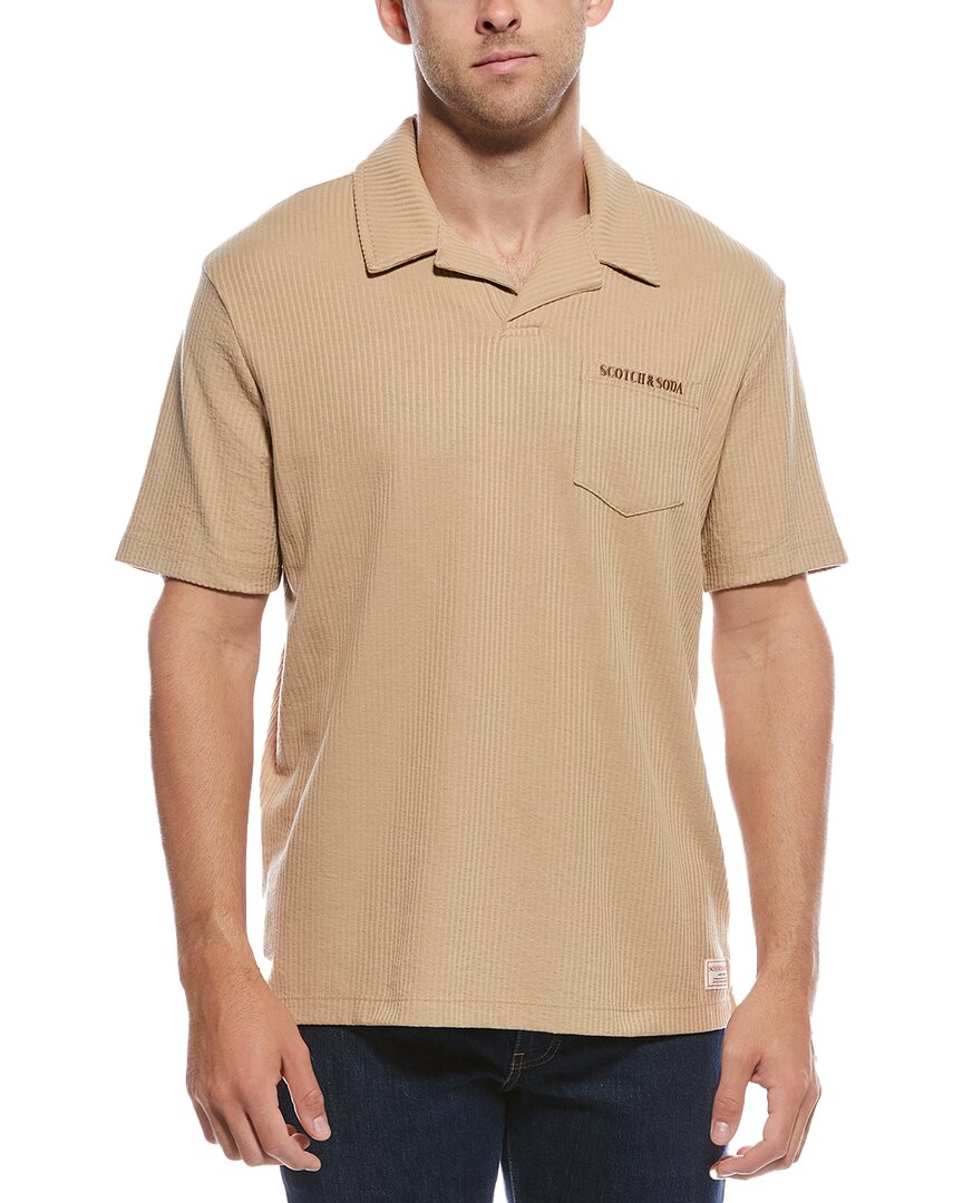 Scotch & Soda Pocket Polo Shirt In Brown