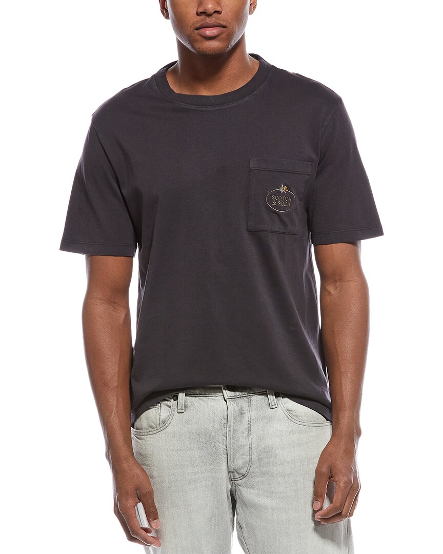 Scotch & Soda Garment-dyed Pocket T-shirt In Gray