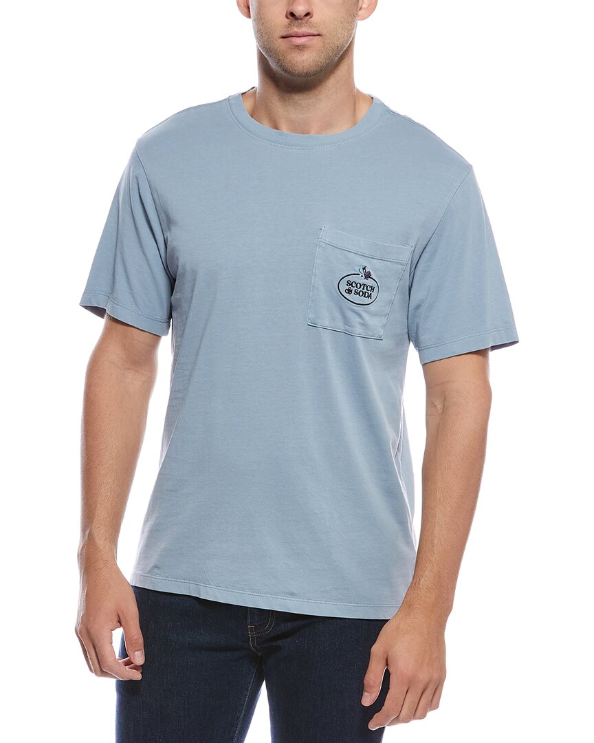 Scotch & Soda Garment-dyed Pocket T-shirt In Blue