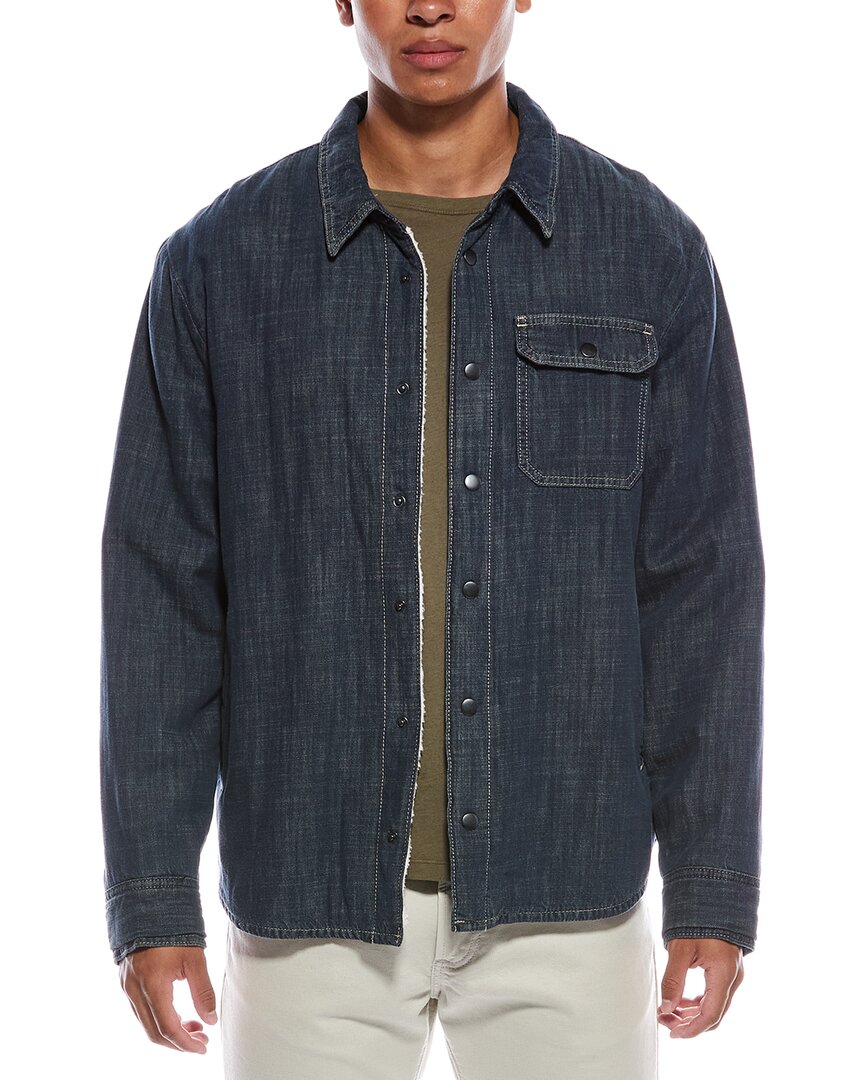 James Perse Fleece-lined Denim Shirt Jacket In Black