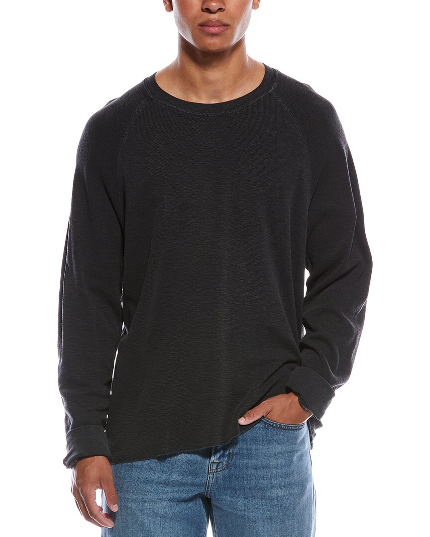 James Perse Thermal Raglan Crewneck Sweater In Black