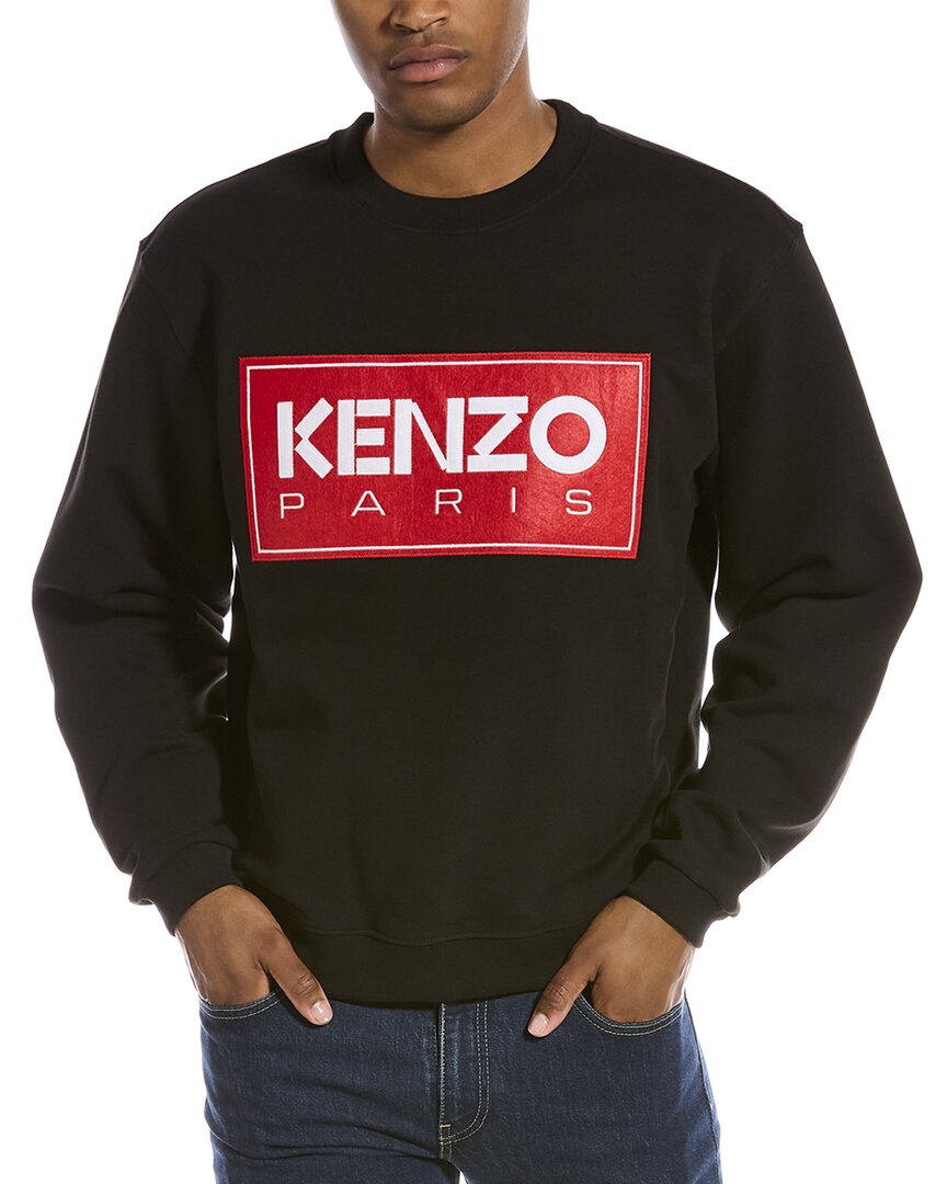 Kenzo Logo-patch Crew-neck Sweatshirt In Black