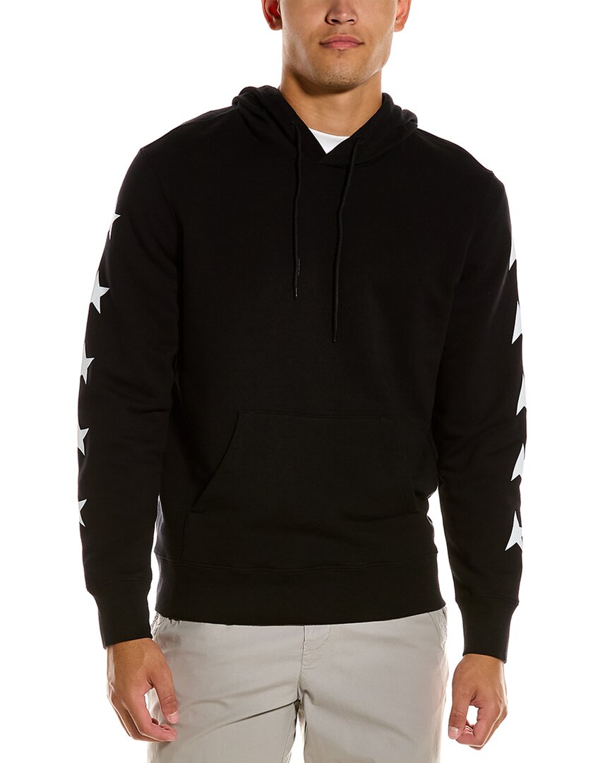 Golden Goose Cropped Black Hoodie With Star Graphics And Kangaroo Pocket In Black