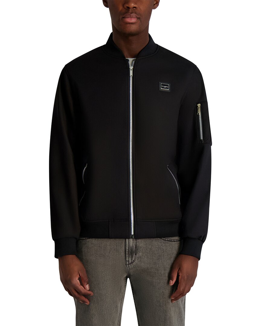 Karl Lagerfeld Ripstop Arm Pocket Bomber Jacket In Black