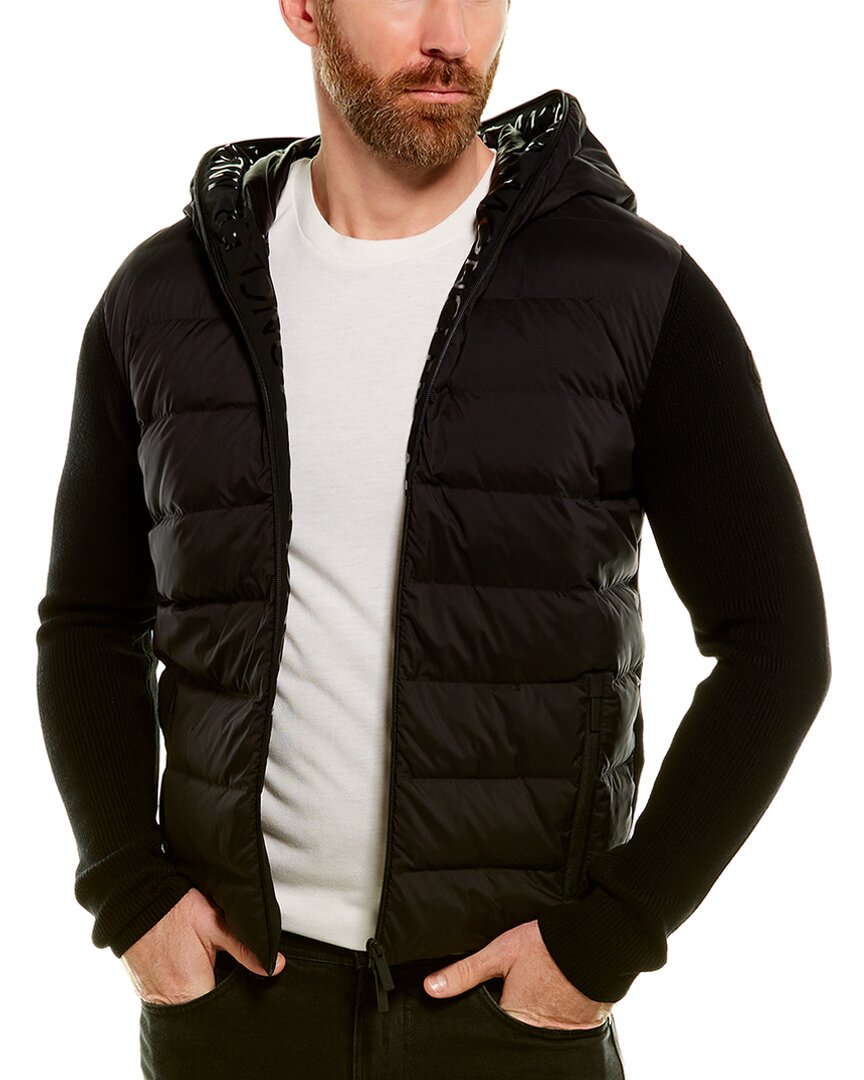 Moncler Puffer Down Wool Jacket In Black