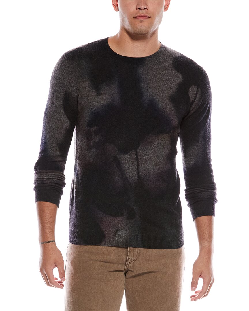 Autumn Cashmere Ink Blotch Print Cashmere Crewneck Sweater In Black