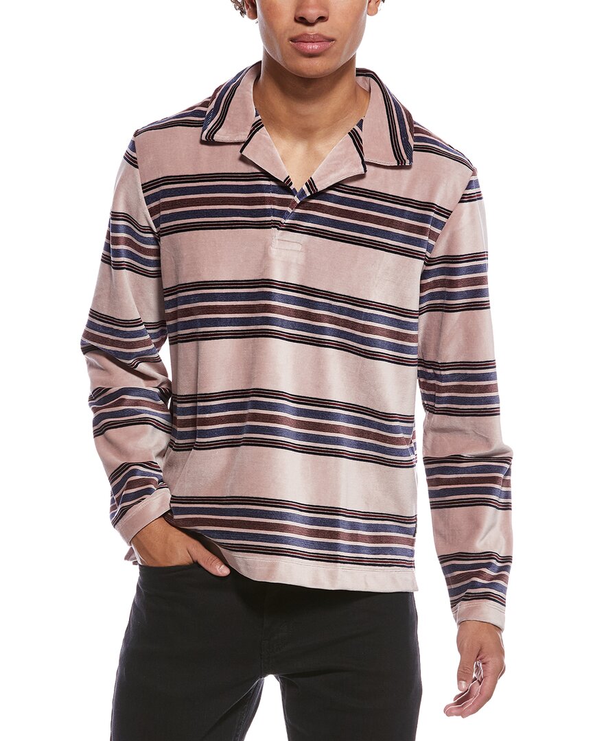 Todd Snyder Velour Stripe Polo Shirt In Multi