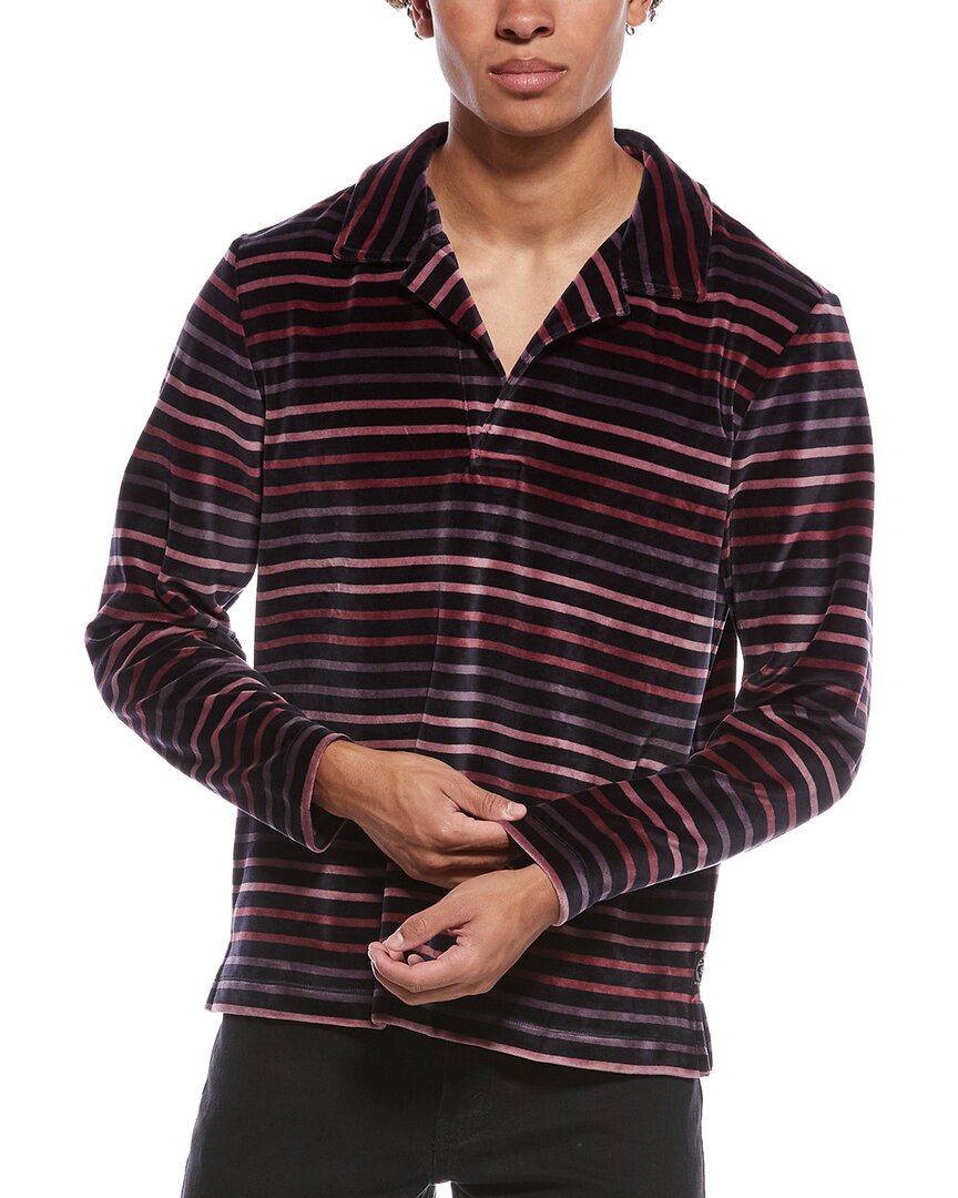 Todd Snyder Velour Stripe Polo Shirt In Multi
