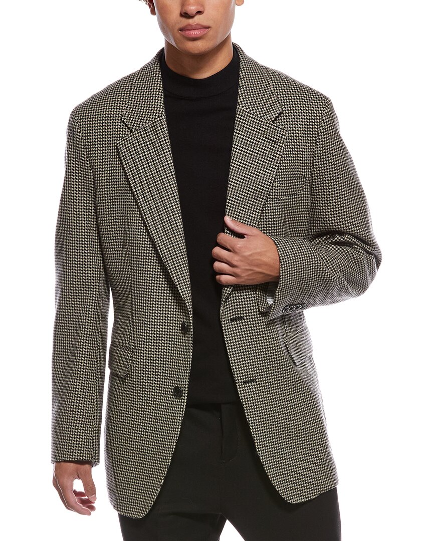 Todd Snyder Flannel Houndstooth Wool Jacket In Brown
