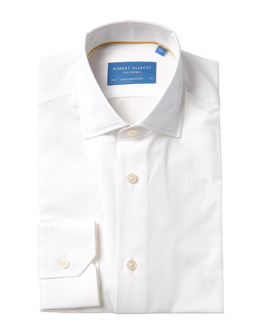 Robert Talbott Reynolds Linen-blend Dress Shirt In Transparent