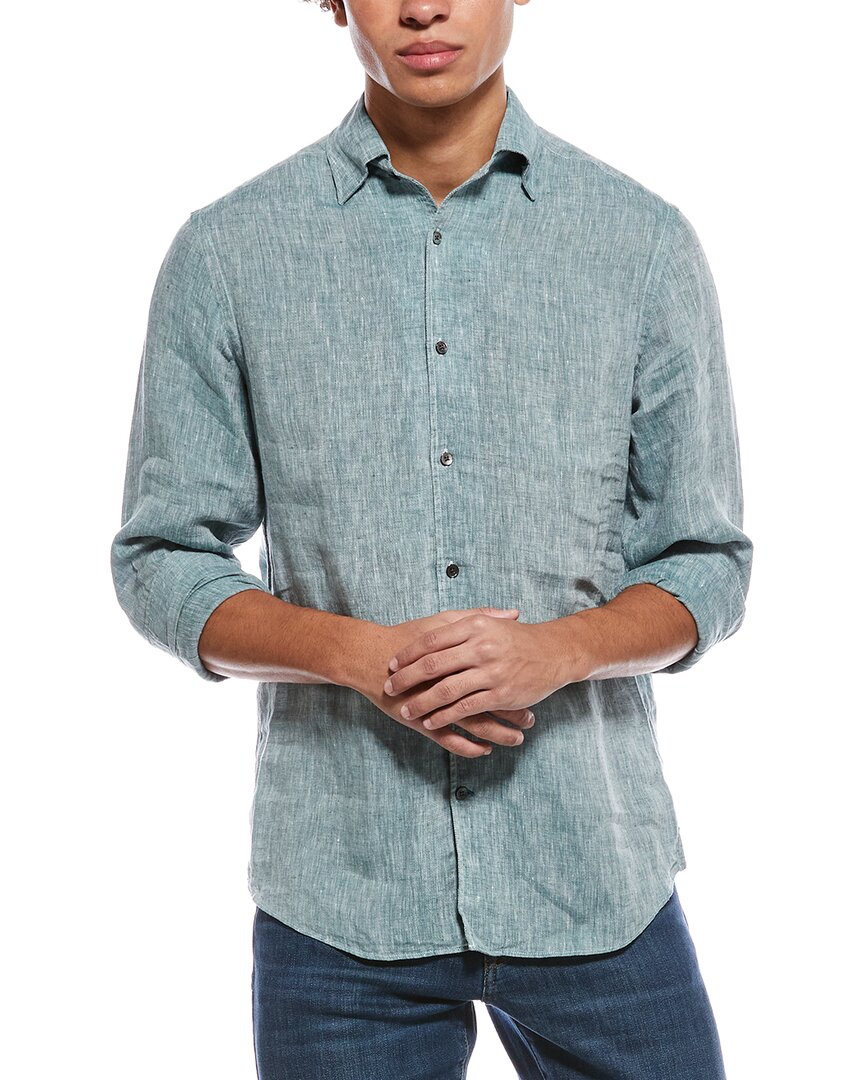 Robert Talbott Morgan Linen Shirt In Blue