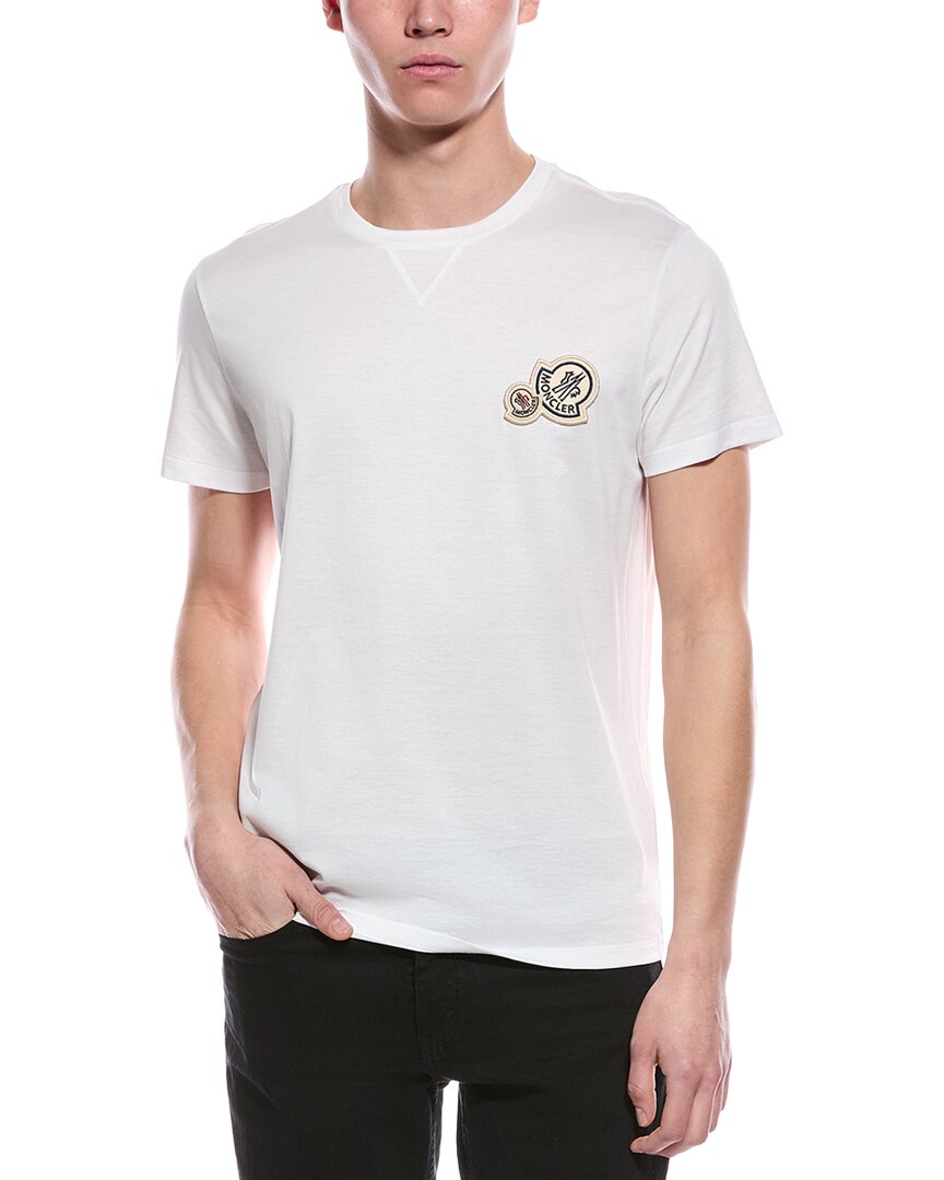 Moncler Double Logo Patch Cotton T-shirt Clothing In White