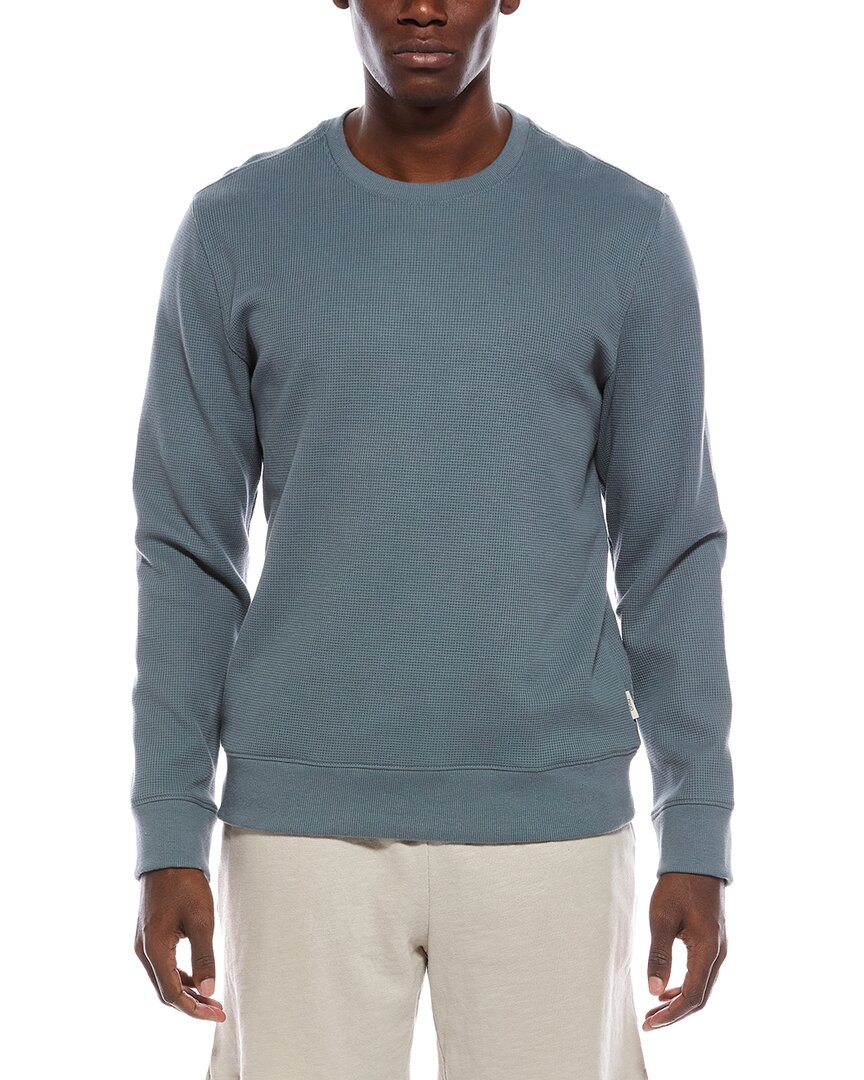 Onia Heavyweight Waffle Crewneck Sweatshirt In Blue