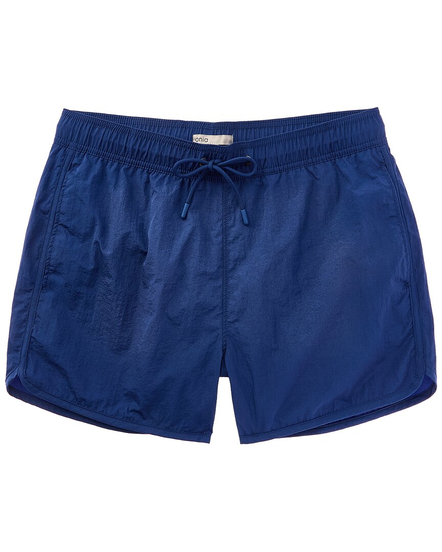 Onia Crinkle Scallop Swim Trunk In Blue