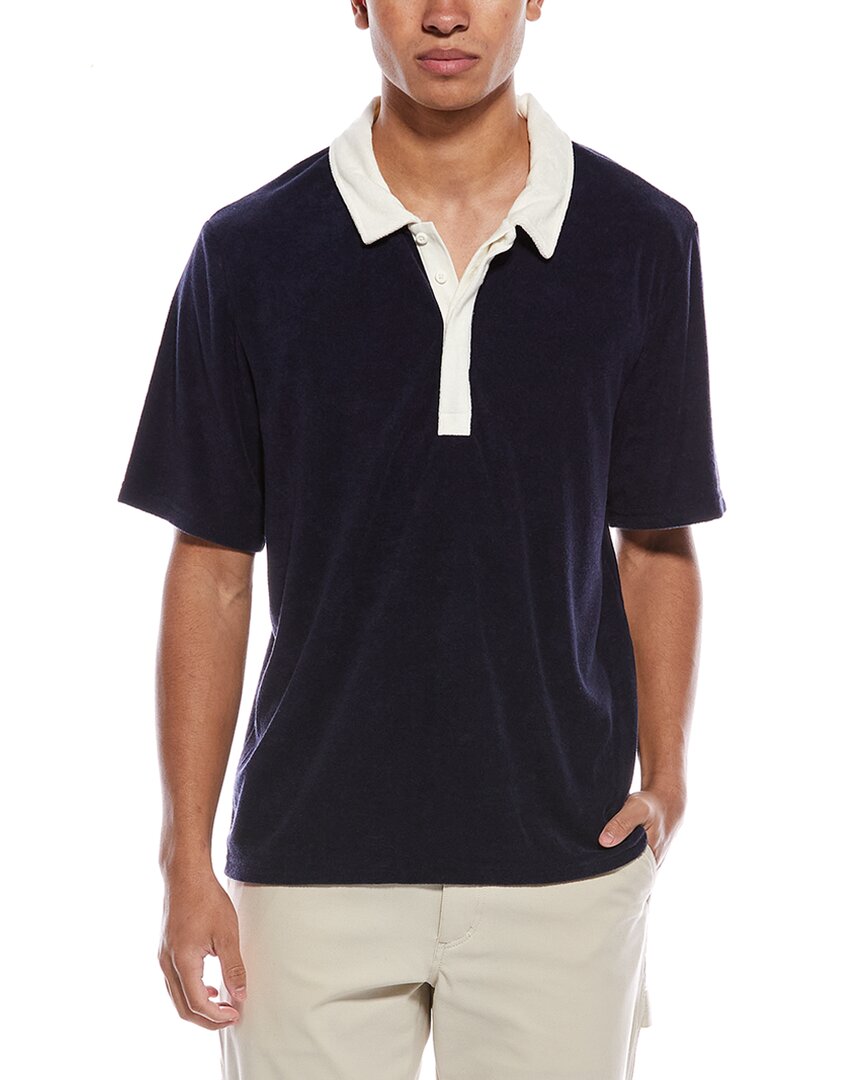 Onia Oversized Towel Terry Polo Shirt In Blue