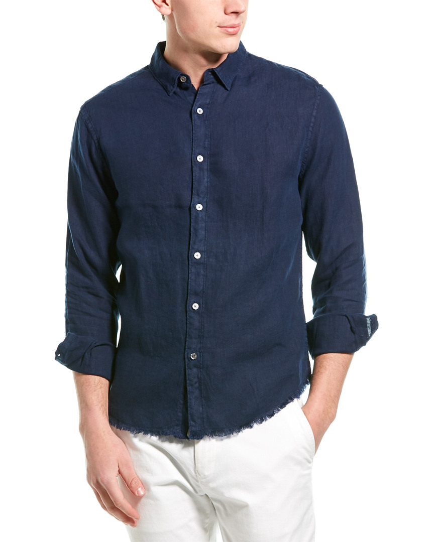Frame Denim Frayed Hem Linen Shirt Men's Blue Xl | eBay