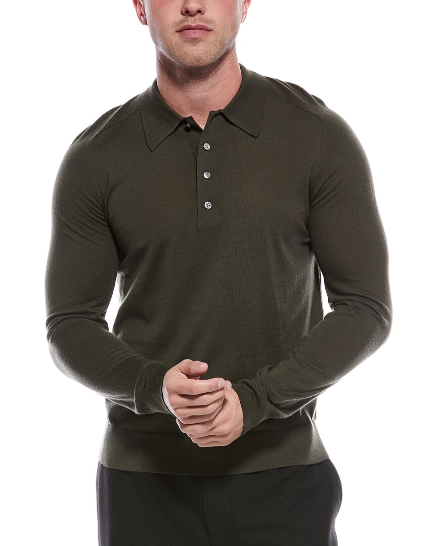 Theory Regal Wool-blend Polo Shirt In Green