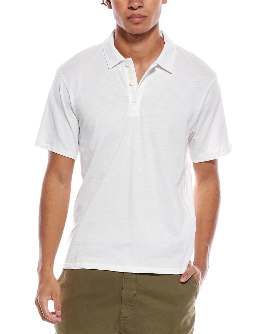 Rag & Bone Classic Flame Slub Cotton Polo Shirt In White