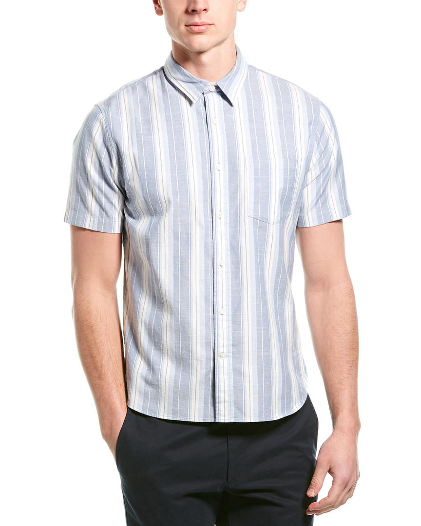 Vince Variegated Stripe Classic Fit Woven Shirt Men's Blue L | eBay